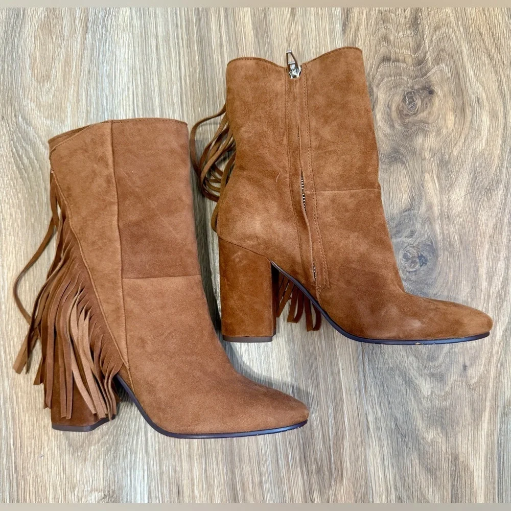 Dolce Vita Rhoda Brown Suede Block Heel Boots MSRP $240 Size 7.5 EUC
